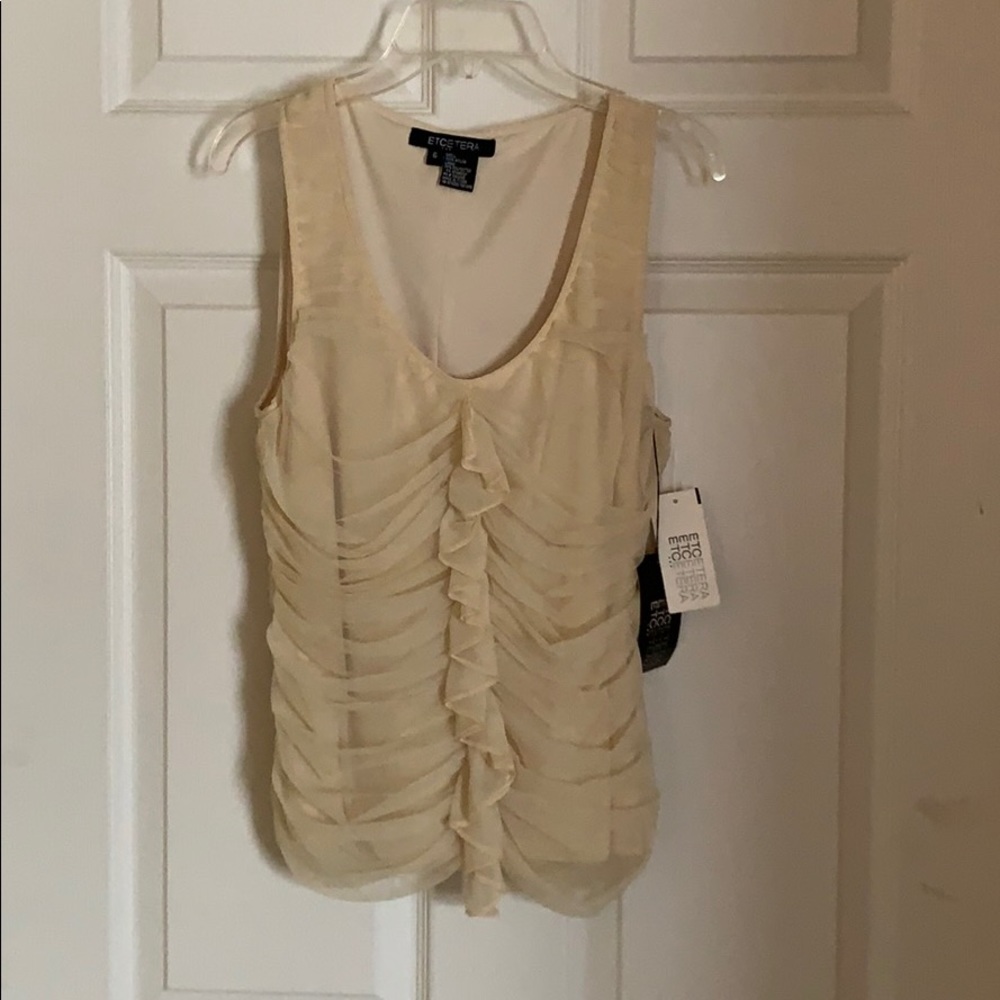 NWT Etcetera Light Gold Sleeveless fitted Gold Dressy top.